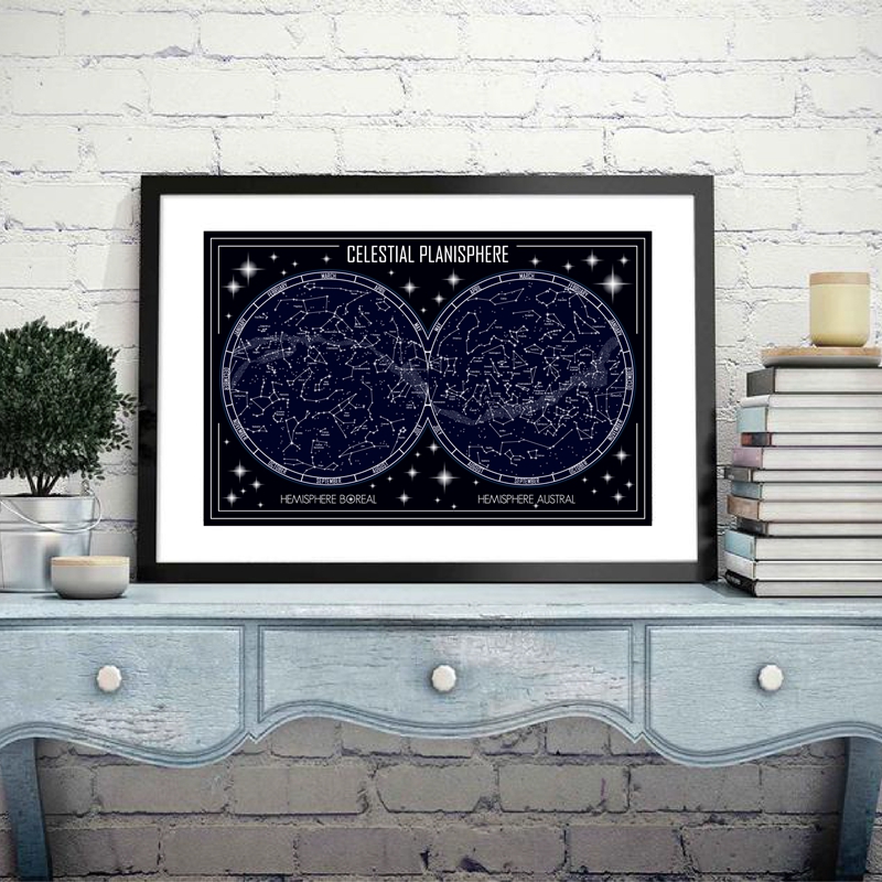 Star Map Poster - Hemelse Planisphere Kaart Canvas Poster Prints