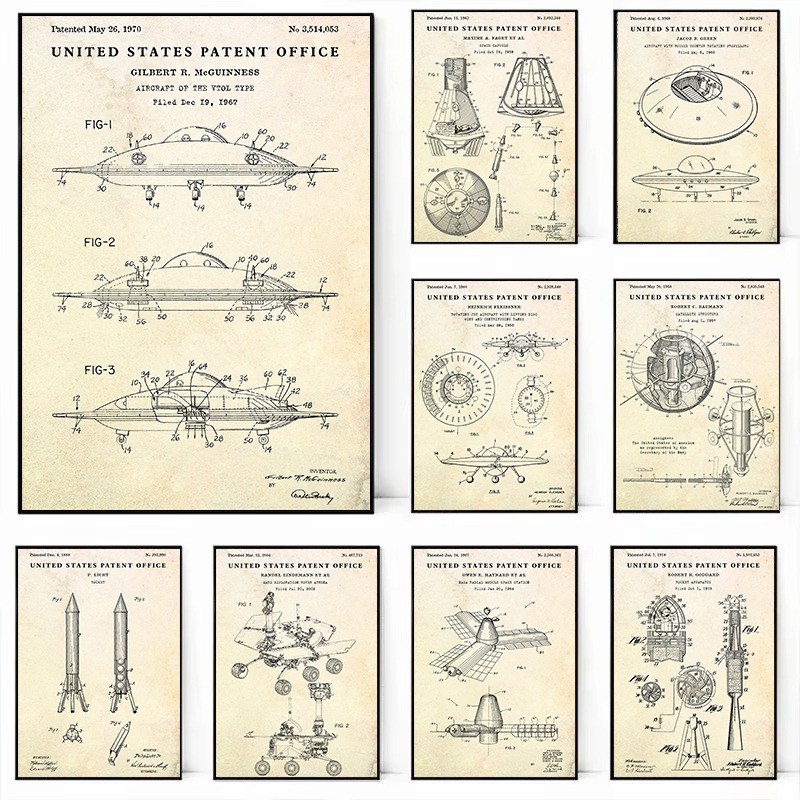 Vintage vliegende schotel UFO  - Star Map Poster recensie en prijs