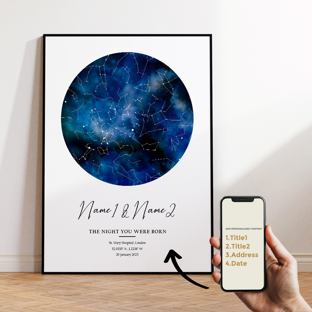 Moderne aangepaste gepersonali - Star Map Poster recensie en prijs